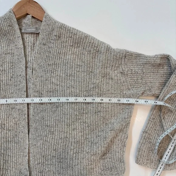 Everlane Open Front Cardigan Twisted Merino Wool Blend, Oatmeal, Women's Size XS - Picture 7 of 10